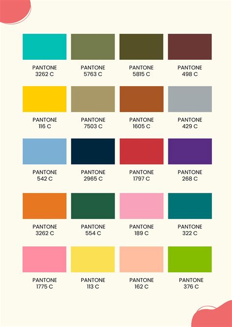 pantone color palette.